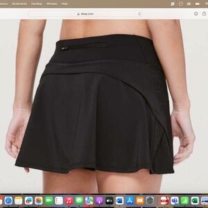 Lululemon Play Off The Pleats Skirt Tennis Golf Skort Black Secret Pocket Lined